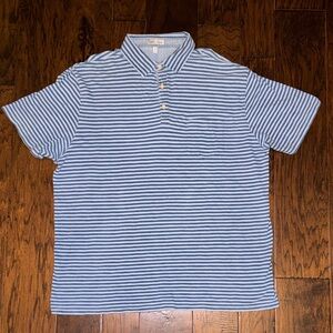 Vintage Peter Millar Blue Striped Cotton Polo Shirt sz XL